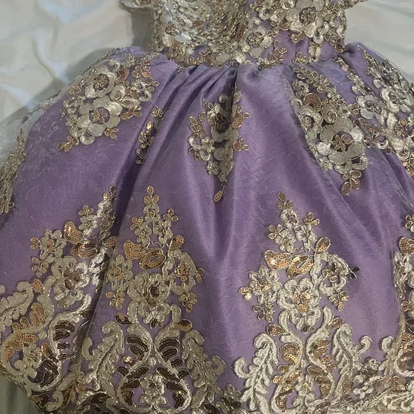 Elegant Purple and Gold Kids Dress